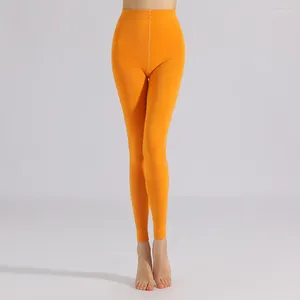 Damen-Leggings, 45–65 kg, orangefarbene Strumpfhosen, Damen-Polyester, gebürstetes Fleece, verdickt, Übergröße, einteilige Hosen, dünne Fußsocken