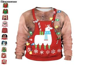 醜いクリスマスセーターメンメンズクルー首クリスマスセーター3D面白い印刷秋の冬のホリデーパーティースウェットシャツクリスマスジャンパー9537513