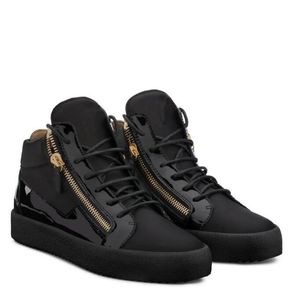 Designer popskor blixtlås sneaker kriss plus mid-top sneakers plattform tjocka sulor snörning tränare svart vitt patent läder runda tå lyxdesigner skor