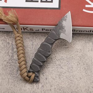 New A0224 High End Fixed Blade Knife DC53 Stone Wash Blade Full Tang Steel Handle Outdoor EDC Pocket Mini Axe with Kydex