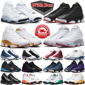 Com caixa 13s jumpman 13 tênis de basquete homens Playoffs Preto Flint Trigo Universidade Azul Cinza Tribunal Roxo Venom Del Sol Criado Starfish mens treinadores tênis esportivos