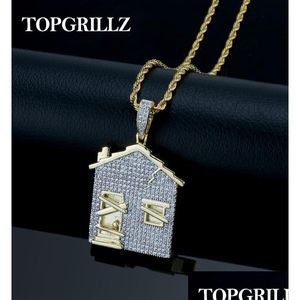 Hänge halsband Trap House Pendant Halsband Män isade ut kubiska zirkoniumkedjor Kopparmaterial Hip Hoppunk Gold Sier Color Charms Je Dheb6