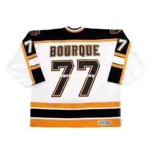 Цельные мужские хоккейные майки Raymond Bourque 1995 Ccm Vintage Home Дешевые ретро хоккейные майки6868134