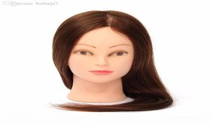 WholeProfessional Hairdressing Dolls Head Female Mannequin Styling Training Head 100 Human Real Hair High Quality 24 Inch3344601