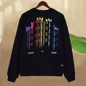 Hoodies masculinos outono personalizado cor arte carta impressão streetwear o-pescoço moletom masculino sudadera hombre casual impressão tshirt