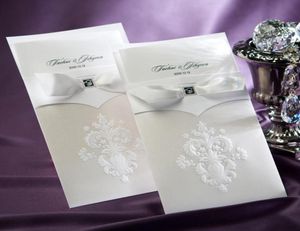 Nya koreanska blommor bröllopinbjudningskort Personligt parti utskrivbart inbjudningskort med bandbåge och kuvert förseglat kort7262807