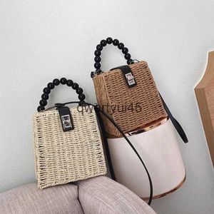 Shoulder Bags Summer Bead Box Soulder Bag Women Fasion Straw Beac Vacation Crossbody Travel mall Tote andle Pouc BolsoH24219