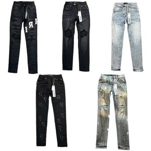 Roxo-marca Moda Mens Jeans Cool Estilo Designer Denim Calça Angustiado Rasgado Motociclista Preto Azul Jean Slim Fit Tamanho 28-40vvja Jacketstop