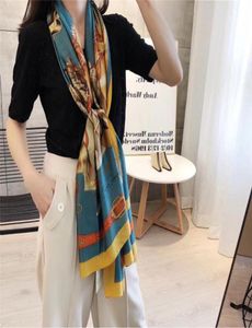 The new spring and summer simulation silk scarf sunscreen female fashion face five horses car scarves large shawl scarf beach1475582