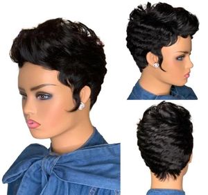 Short Curly Bob Pixie Cut Wig Full Machine Made None Lace Remy Brazilian Human Hair Wigs For Black Women2705355