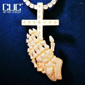 Ketten CUC Betende Hände Kreuz Gold Farbe Anhänger Männer HipHop Halskette Kette Mode Rock Rapper Schmuck Personalisiertes Geschenk