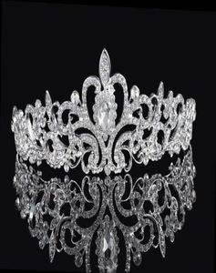 Lśniące kryształy z koralikami korony ślubne 2016 Bridal Crystal Veil Tiara Crown Headband Hair Akcesoria Party Wedding Tiara5152959