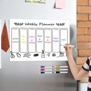 Vecko- och månatliga planer för kylmedelsklistermärken Soft whiteboard kalender klistermärken avtagbara och raderbara meddelanden klistermärken Kylmedel 240219