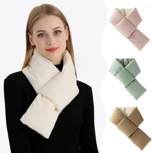 Scarves Winter Scarf For Women Outdoor Sport Skiing Cold Protection Cross Over Down Cotton Neck With Pocket Plush Warm