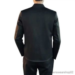 Ternos masculinos blazers moda bordado ternos masculinos fino ajuste blazer jaquetas e calças clássico chinês estilo retro gola terno para homem