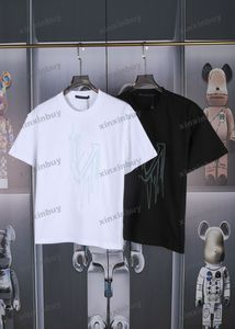 xinxinbuy Herren Designer T-Shirt Farbverlauf Buchstaben Stickerei Kurzarm Baumwolle Damen Schwarz Weiß Blau Grau S-2XL