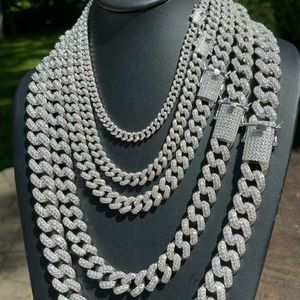 Halskette Moissanit-Kette Master Rocks Hiphop Miami Iced Solid Silber VVS Moissanit Cuban Link Chain