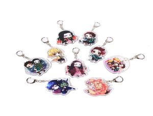 Cartoon keychains 9pcs/set Anim Demon : Kiu No Yaiba Keychain Cosplay Kamado Tanjirou Nezuko Agatsuma Two-sided2477337