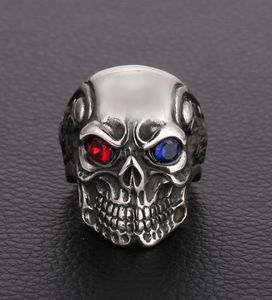 Anello con teschio gotico Vintage indiano CZ Zircone Occhi di cristallo Anello da uomo Punk Biker Vintage Hip Pop Gioielli Anelli regalo per le donne6129690