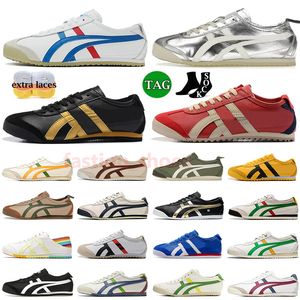 Top-Qualität Damen Herren Onitsukasss Tiger Mexico 66 Laufschuhe Silber Gold Off Green Rot Gelb Weiß Schwarz Jogging Walking Sneakers Tigers Slip-On Canvas Trainer