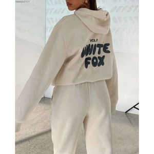 Tracksuit Branco Designer Fox Hoodie Define Dois 2 Peça Set Mulheres Mens Roupas Set Sporty Manga Longa Pulôver Com Capuz Fatos Primavera Outono Inverno Sma