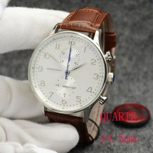 Top Quality Watch Rose Golden Case Chronograph Sports Battery Power Limited Watch Quartz Professional Wristwatch Folding clasp Men Watches Leather Strap