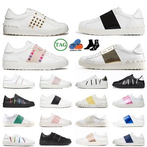 Designer män kvinnor lyx öppen byte plattform sneakers casual skor spikar svart vit röd rosa blå grön av silver vintage designer låg tränare stor storlek 12