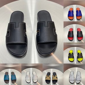 2024 Luxury Designer Slippers Pantoufle Claquette For Men Dad Classic Leather Casual Slides Sliders Black Brown Grey Flats Home Outdoor Sandals Shoes 38-45