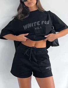 ホワイトフォックスセットレディースレディース半袖デザイナーTシャツ夏の女性ファッションカジュアルプリントルーズスウェットシャツトップウーマントラックスーツショーツ385