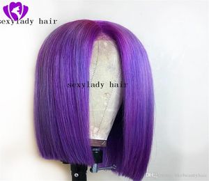 Säljer simualation Human Hair Purpleblondered Short Bob Syntetisk spets Front Wig Heavy Density Natural hårfäste för White WO3121618