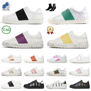 Top Luxury Men Women Open Sneakers Casual Shoes Change Low Spikes Green Black White Red Golden Leather Graffiti Loafers Platform Big Size 12 Trainers