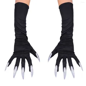 Luvas de decoração para festa, dia das bruxas, cosplay, fantasia, adereço preto, adereços completos para unhas, festa, acessórios de figura fantasia