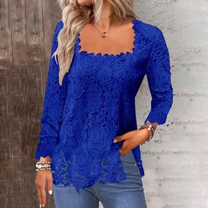 Women's Blouses Square Neck Lace Crochet Boho Tops Flowy Casual Shirts