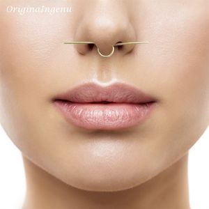 Punk Nose Ring Handgjorda Piercing Smycken 925 Silverguldfylld Faux False Septum Hoop Clicker Fake 240127