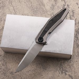 Främjande A0224 High End 0470 Flipper Folding Knife 20CV Satin Blade TC4 Titaniumlegering med kolfiberhandtag Kollbärande snabbt Öppna EDC Pocket Mapp Knives