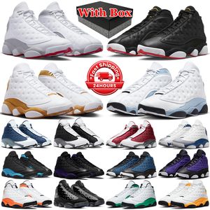 With box 13s jumpman 13 basketball shoes men Playoffs Black Flint Wheat University Blue Grey Court Purple Venom Del Sol mens trainers sports outdoor sneakers