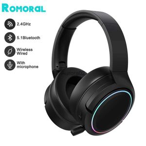 Cell Phone Earphones Dynamic RGB Gaming Headset with Mic 2.4G Bluetooth Over-Ear Headphones Options Game Movie Music YQ240219