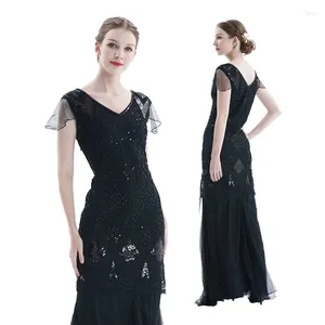 Vestidos casuais mulheres vintage magro lantejoulas malha costura vestido primavera outono 1920s o-pescoço sem mangas cintura alta elegante