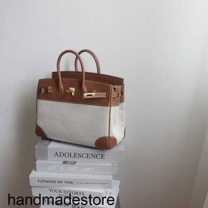 Bag Designer Bk Temperament Goddess Versatile Small and Large in Capacity the First Layer of Cowhide Equipped Canvas 25 Handbag