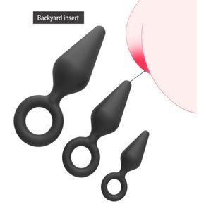 Anel de plugue anal de silicone, plugue anal unissex, rolha de sexo, 3 tamanhos diferentes, brinquedos adultos para homens, treinador anal para casais sm2749179