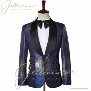 Men's Suits Blazers Handsome Blue Coat Pant Men Suits Floral Groomsmen Dinner Wedding Tuxedos Slim Fit Formal Blazer 2 Piece Set Costume Homme