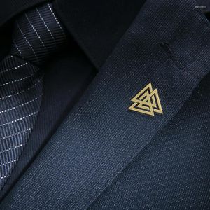 Brosches tangula valknut trianglar rostfritt stål norrn mytologi odin viking tecken amulet smycken mens skjorta badge pin brosch