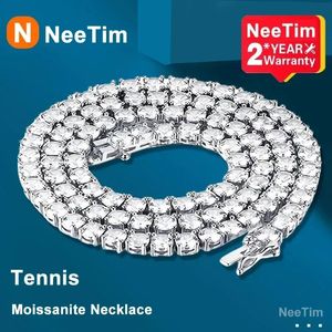 Neetim 925 Sterling Silver Real Tennis Necklace Armband för kvinnor Män Lab Diamanter med GRA -certifikat Neckkedja 240123