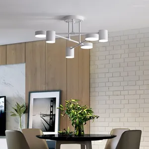 Kronleuchter Moderne LED-Deckenleuchter Weiß 6 Köpfe Hängelampe Licht für Esszimmer Wohnzimmer Schlafzimmer Halle Wohnkultur Leuchten