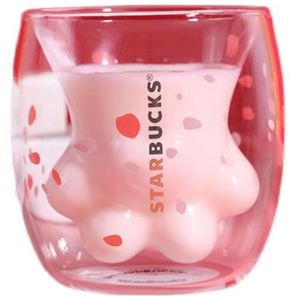 2024 Creative (Beverage) Starbucks Cat Claw Cup Double Glass Fashion Simple Pink Purple Pumpkin Porn Festival Gift Coffee Cup Little Bee Cup