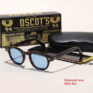 Óculos de sol estilo Mosco Lemtosh, masculino, feminino, marca de luxo, vintage, redondo, lente oceânica, design de marca, armação transparente, óculos de sol com caixa de couro