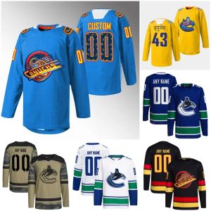 Mens Kids 43 Quinn Hughes 9 J.T. Miller Hockey Jersey 18 Sam Lafferty 40 Elias Pettersson Andrei Kuzmenko Casey Desmith Trevor Linden 2023 Diwali Night Jersey