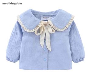 Mudkingdom Baby Tops Cotton Long Sleeve Ruffles Rown Down Collar Design Sweet Your Girls Blouse와 함께 2108026132686