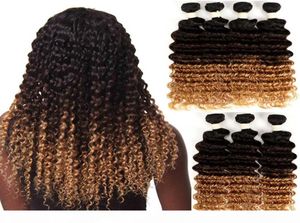 Cabelo malaio tecer pacotes 1b 4 27 três tons ombre cabelo malaio loira onda profunda raiz escura ombre cabelo bundles7482760