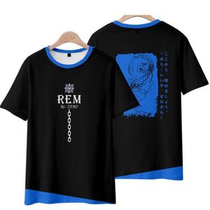 Japan anime re noll 3d t shirt kvinnor män kara hajimeru isekai seikatsu ram rem emilia kort ärm rolig tshirt cosplay costume219v